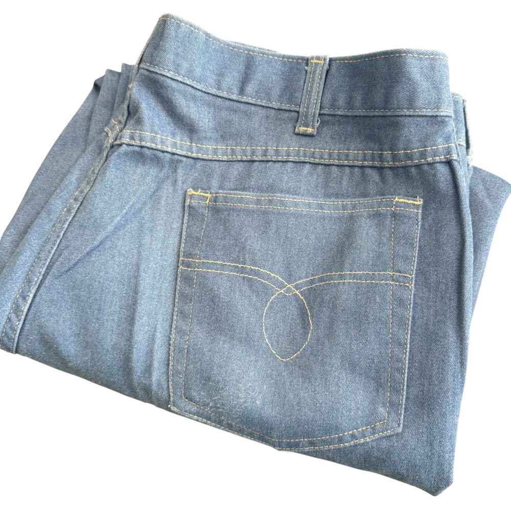 Town Craft Mens 40x29 (38x27)Light Wash Denim Jeans Wide Leg Vintage 1970s Style